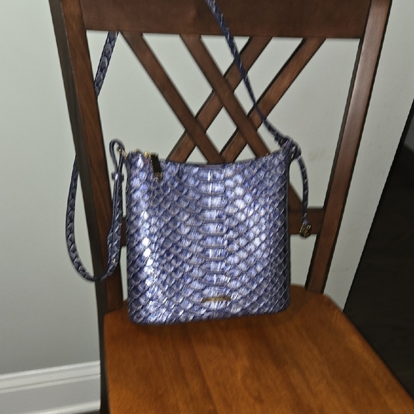 Brahmin Navy Embossed Shoulder Bag - Picture 3 of 10